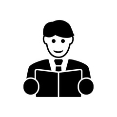 Cute boy with book character icon. Vector illustration design