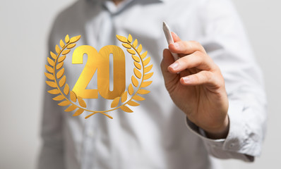 20 years anniversary celebration logotype with elegant celebration.