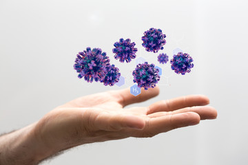 mikro digital epidemic corona virus nCoV , Novel Coronavirus 19-NCP. nCoV denoted is single-stranded RNA virus 3d.
