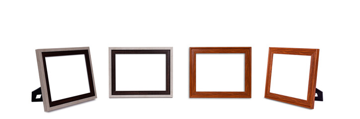 Wooden photo frame set isolated on white background.