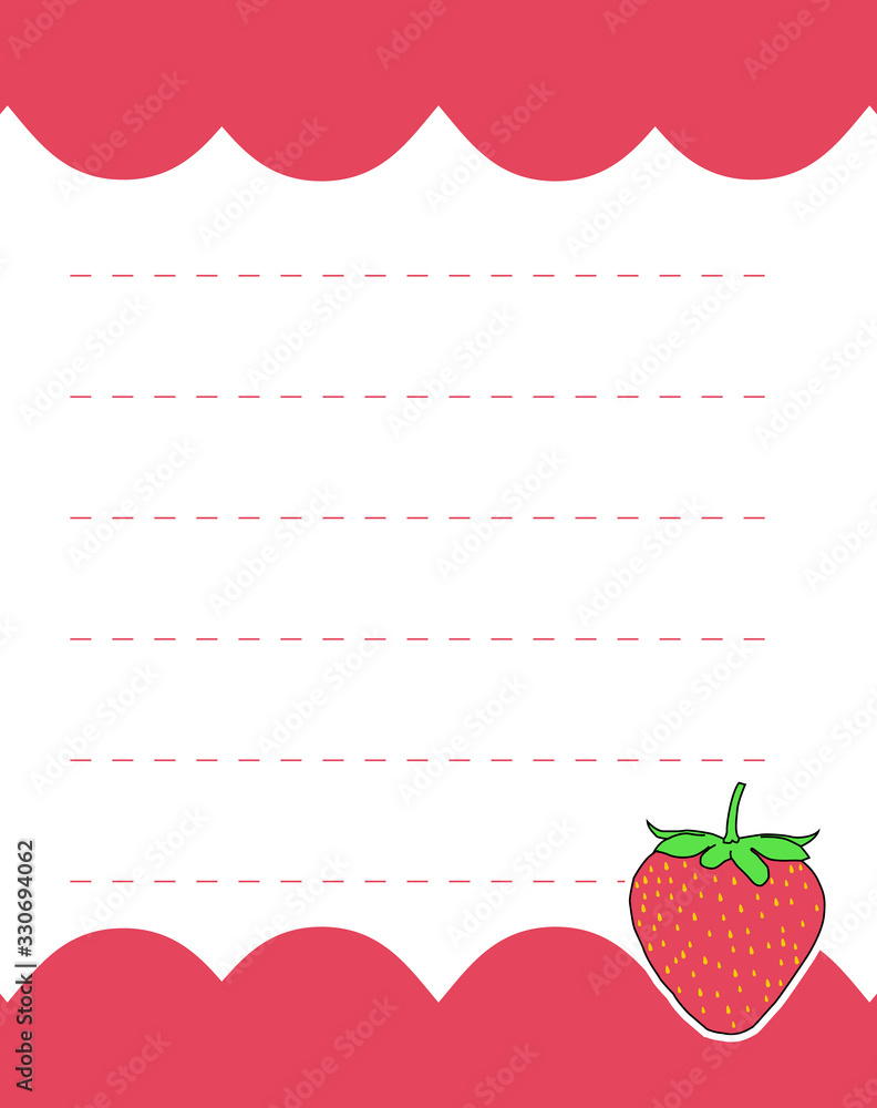 Poster design element notebook and diary with illustration strawberry