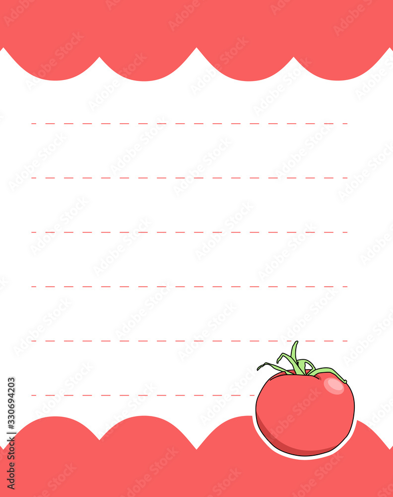 Poster design element notebook and diary with illustration tomato