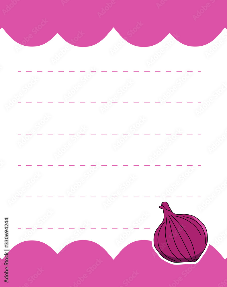 Poster design element notebook and diary with illustration shallot