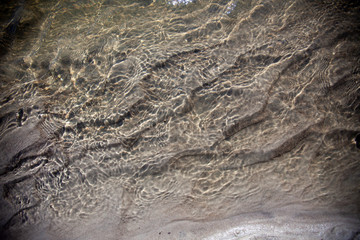 Closeup of beach, water