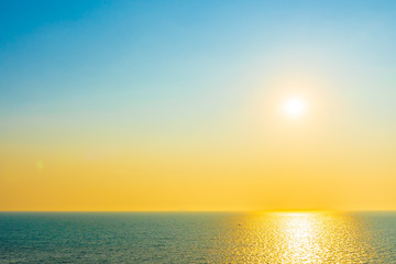 Beautiful sunset or sunrise around sea ocean bay with cloud on sky