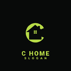 c home initial gold logo icon design