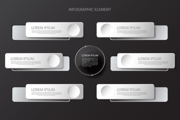 Modern minimal black infographics design element for business presentation. Vector illustration eps 10.