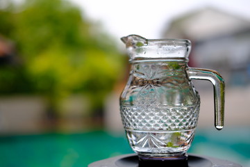 pitcher and glass of water