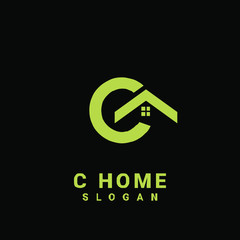 c home initial gold logo icon design