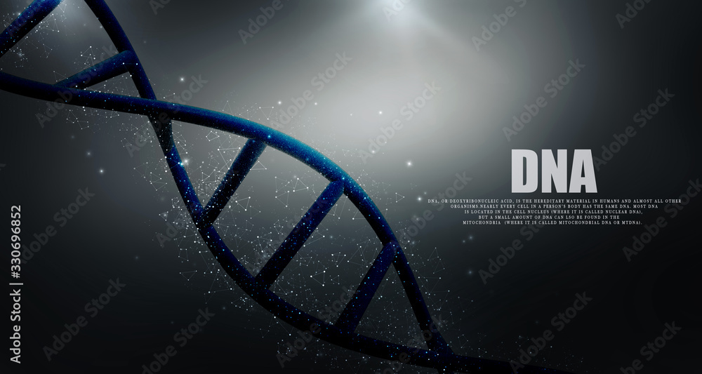 Poster 3d render of dna structure, abstract background