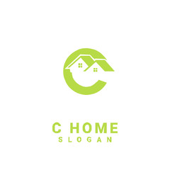 c home initial gold logo icon design