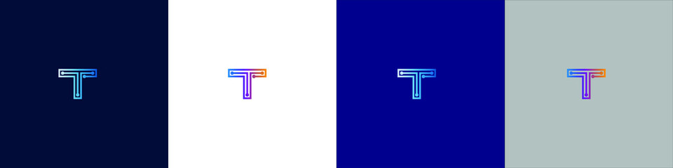Letter T  tech logo icon design. Vector template graphic elements. Technology, digital interfaces, hardware and engineering concepts. Graphic made of circuits