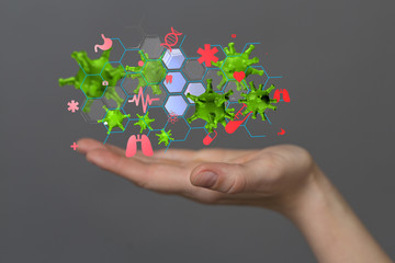 Coronavirus or Flu virus - Microbiology And Virology Concept.