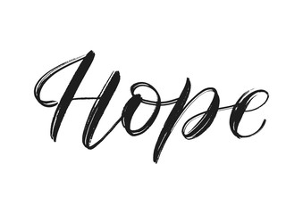 Vector brush calligraphy hope isolated on white. Hope single word. Hope vector concept EPS 10