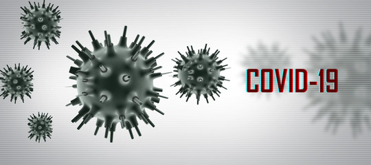 3d render Corona virus disease COVID-19. Microscopic view of a infectious virus
