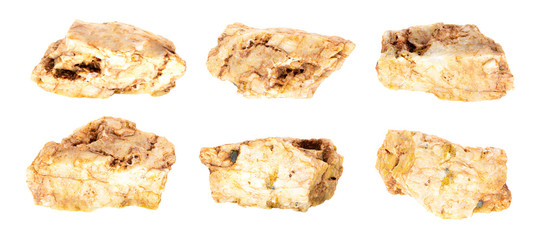 Set of gold stone isolated on white background, Clipping path.