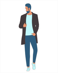 Vector illustration of a stylish bearded men wearing fashion clothes
