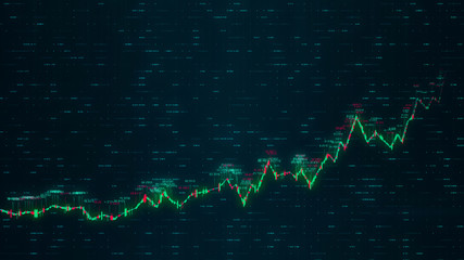 Financial digital stock market graph chart. 3d rendering - illustration.
