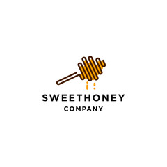 honey dipper logo for drink and other bee related food beverage lin trendy line outline color style