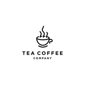 coffee shop logo hipster with cup icon vector in line outline vintage style 
