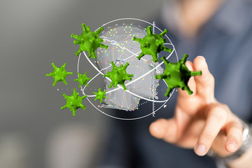 flu virus attack digital 3d