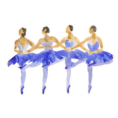 Hand-drawn watercolor illustration: set of dancing ballerinas. Vector