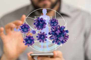 flu virus attack digital 3d