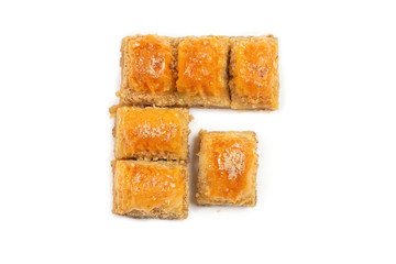 Delicious sweet baklava isolated on white background.
