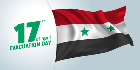 Syria evacuation day greeting card, banner, vector illustration