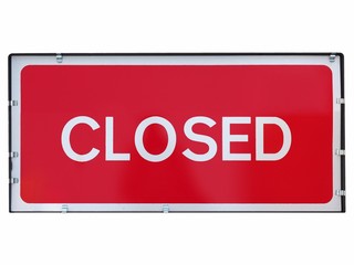 Closed sign isolated over white