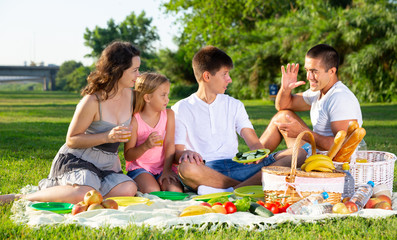 Family enjoying picnic