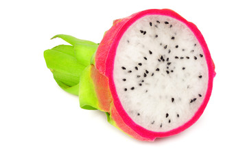 Sliced Ripe Dragon fruit isolated on white background. Pitaya or Pitahaya