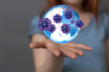 mikro digital epidemic corona virus nCoV , Novel Coronavirus 19-NCP. nCoV denoted is...