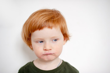 Boy with allergies on his face