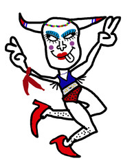 Drawing Sketch Cute Handsome Happy Crazy Monster man , geometric shapes