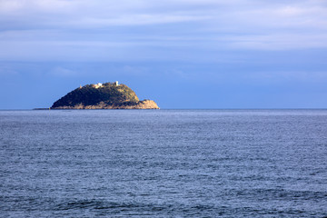 Alassio (SV), Italy - December 12, 2017: Gallinara island view from Alassio, Riviera dei Fiori, Savona, Liguria, Italy.