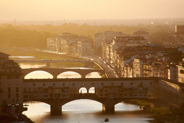 Fototapeta na wymiar ponte vecchio sunset
