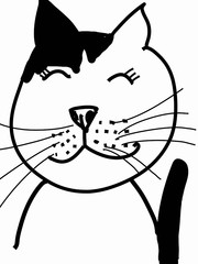 Drawing art  animal cute cat ,  Funny cat  ,  markers  sketch