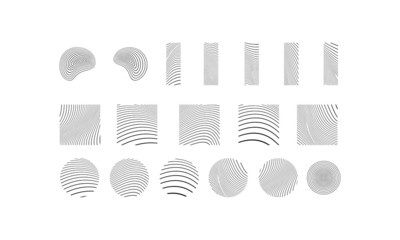 set of designs with chaotic line patterns, abstract wave flow line formations