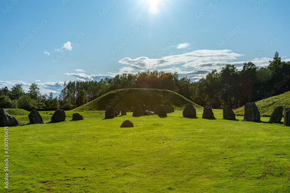 Poster Ancient burial ground in Sweden with megaliths in formations