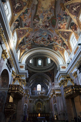 Lubiana / Slovenia - December 8, 2017: Saint Nicholas church inside in Lubiana, Slovenia