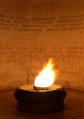Eternal Flame, Sarajevo, Bosnia Herzegovina..The Eternal Flame is a memorial to the military and...