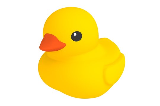 Yellow rubber duck isolated on white background, 3d rendering