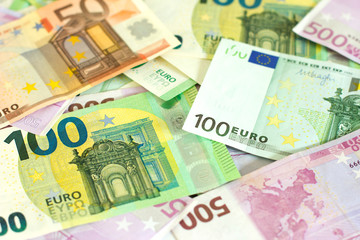 Euro currency money background with banknotes 