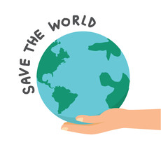 Hand holding with earth globe save the world concept