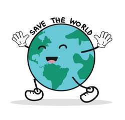 cute cartoon Earth globe save the world