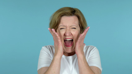 The Screaming Angry Old Woman, Blue Background