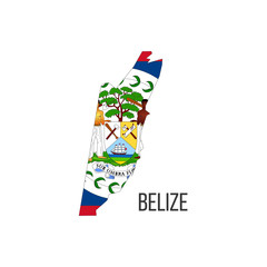 Belize flag map. The flag of the country in the form of borders. Stock vector illustration isolated on white background.