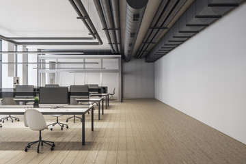 Modern coworking office interior hall