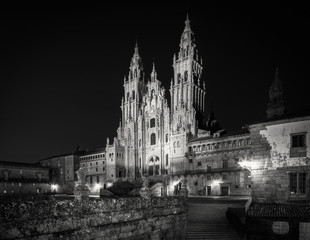 Fototapeta na wymiar Cathedral of Santiago de Compostela, is where the different pilgrimage roads of all Europe culminates, to visit the tomb of the apostle Santiago